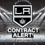 LA Kings Secure Future with Quinton Byfield’s Five-Year, $31.25 Million Contract Extension LA Kings logo with the words contract alert below the logo