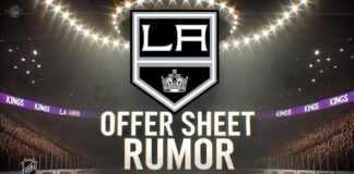 LA Kings logo with the words offer sheet rumor below the logo