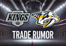 LA Kings and Nashville Predators logo with the words trade rumor below the logos