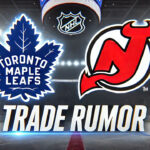 Maple Leafs Exploring David Kampf Trade to Devils Toronto Maple Leafs and New Jersey Devils logo with the words trade rumor below the logo