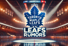 Toronto Maple Leafs logo with the words Leafs rumors below the logo