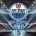 2024-2025 NHL Fantasy Player Predictions: Leon Draisaitl’s Projected Points Edmonton Oilers logo with the words Leon Draisaitl point projection 2024-25
