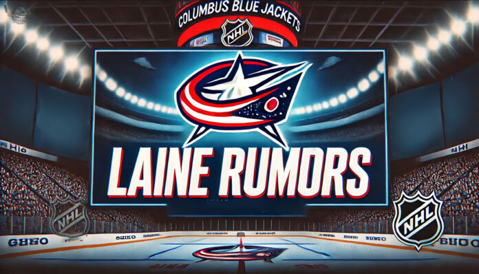 Columbus Blue Jackets logo with the words Laine rumors below the logo