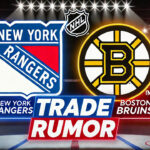 Boston Bruins and New York Rangers in Potential Blockbuster Trade New York Rangers and Boston Bruins logo with the the words trade rumor below the logo