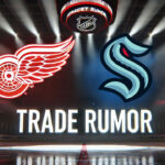 Red Wings-Kraken Trade Rumors Intensify: Is a Berggren-Gourde Deal on the Horizon? Detroit Red Wings and Seattle kraken logos with the words trade rumor below the logos