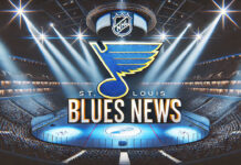 St. Louis Blues logo with the words St. Louis Blues News below the logo