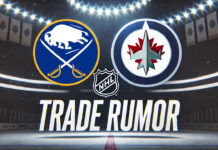 Buffalo Sabres and Winnipeg Jets logos with the words trade rumor below the logos