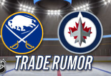 Buffalo Sabres and Winnipeg Jets logo with the words trade rumor below the logos