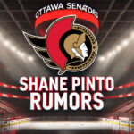 Shane Pinto Trade Rumors: Is Ottawa’s Rising Star on the Move? Ottawa Senators logo with the words Shane Pinto rumors below the logo