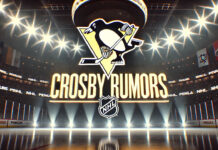 Pittsburgh Penguins logo with the words Crosby Rumors below the logo