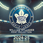 William Nylander Point Projections 2024-25: Expert Fantasy Analysis Toronto Maple Leafs logo with the words William Nylander point projection 2024-25 below the logo