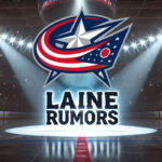 Patrik Laine’s Columbus Conundrum: No Trade on the Horizon Columbus Blue Jackets logo with the words Laine rumors below the logo