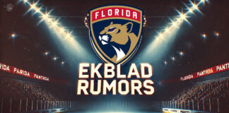 Florida Panthers logo with the words Ekblad rumors below the logo