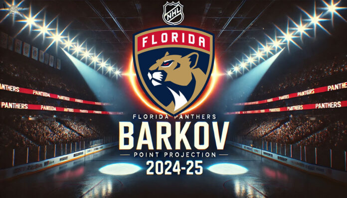 Florida Panthers logo with the words Aleksander Barkov point projections 2024-25