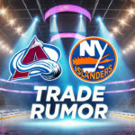 Brock Nelson Trade Winds Blow Towards Colorado: Inside Scoop & Analysis Colorado Avalanche and New York Islanders logo with the words trade rumor below the logo