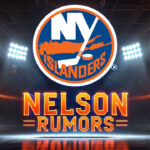 New York Islanders Trade Rumors: Brock Nelson on the Move? New York Islanders logo with the words Nelson rumors below the logo