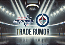 Washington Capitals, Winnipeg Jets logos with the words NHL trade rumors below the logos