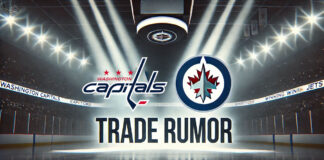 Washington Capitals, Winnipeg Jets logos with the words NHL trade rumors below the logos