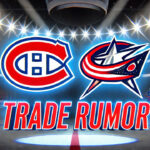 Montreal Canadiens Show Little Interest in Patrik Laine Trade Montreal Canadiens and Columbus Blue Jackets logos with the words trade rumor below the logos