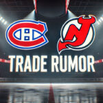 Dawson Mercer Trade Rumors: Is Montreal the Landing Spot? Montreal Canadiens and New Jersey Devils logos with the words trade rumor below the logos