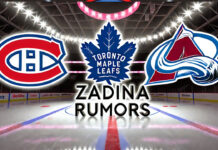 Montreal Canadiens, Toronto Maple Leafs, Colorado Avalanche logos with the words Zadina Rumors below the logos