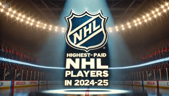 Top 10 Highest Salaries, Overpaid Stars, and the Full Top 50 List NHL logo with the words highest-paid NHL players 2024-25