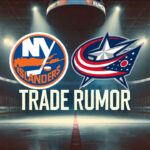 Laine to Long Island? Analyzing the Potential Blockbuster Trade New York Islanders and Columbus Blue Jackets logos with the words trade rumor below the logos