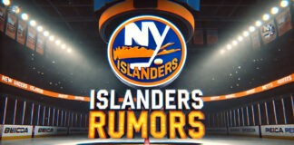 New York Islanders logo with the words Islanders rumors below the logo