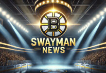 Boston Bruins logo with the words Jeremy Swayman contract news below the logo