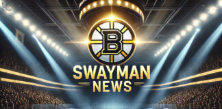 Boston Bruins logo with the words Jeremy Swayman contract news below the logo