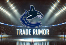 Vancouver Canucks logo with the words trade rumor below the logo