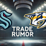 Askarov Wants Out: Could Seattle Be His Next Destination? Seattle Kraken and Nashville Predators logo with the words NHL trade rumors below the logos
