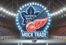 Toronto Maple Leafs and Detroit Red Wings logos with the words Mock Trade below the logos