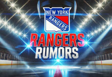 New York Rangers logo with the words Rangers rumors below the logo
