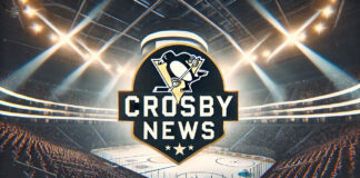 Pittsburgh Penguins logo with the words Crosby news below the logo