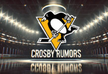 Pittsburgh Penguins logo with the words Crosby Rumors below the logo