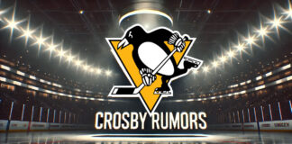 Pittsburgh Penguins logo with the words Crosby Rumors below the logo