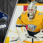 Kevin Lankinen to Vancouver: A Canucks Goalie Gamble? Kevin Lankinen in a Nashville Predators jersey making a save