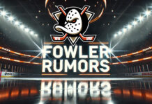 Anaheim Ducks logo with the words Fowler rumors below the logo