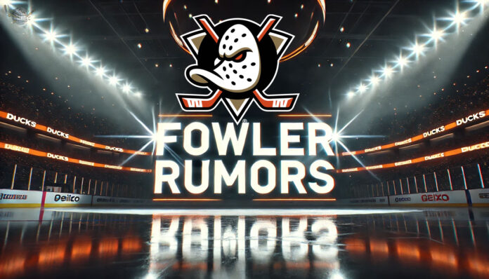 NHL Insider Elliotte Friedman Hints at Potential Fowler Trade Anaheim Ducks logo with the words Fowler rumors below the logo