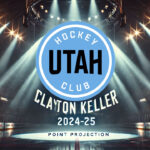 Clayton Keller: Poised for a Career-Best Season Utah Hockey Club with the words Clayton Keller Point Projections 2024-25 below the logo