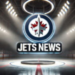Cole Perfetti Contract Update: Positive Vibes Amidst Winnipeg Jets Negotiations Winnipeg Jets logo with the words Jets news below the logo with a background of a hockey rink