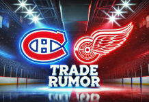 Montreal Canadiens and Detroit Red Wings logos with the words trade rumor