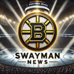 Bruins and Jeremy Swayman Miles Apart in Contract Talks Boston Bruins logo with the words Swayman news below the logo