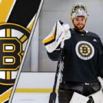 Swayman Contract Saga Heats Up: Bruins Offer in Dispute Jeremy Swayman in a Boston Bruins jersey looking concerned as contract negotiations stall.