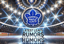 Toronto Maple Leafs logo with the words latest Leaf rumors