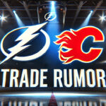 Tampa Bay Lightning’s Pursuit of Rasmus Andersson: A Stanley Cup Play? Tampa Bay Lightning and Calgary Flames logos with the words NHL trade rumors below the logos