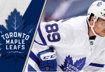 Nick Robertson in a Toronto Maple Leafs jersey