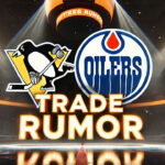Oilers Target Penguins’ Marcus Pettersson to Bolster Defense Edmonton Oilers logo facing the Pittsburgh Penguins logo with the words NHL trade rumors below the logos