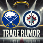 Buffalo Sabres and Winnipeg Jets logos with the words NHL trade rumors below the logos